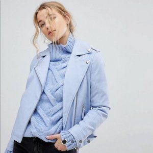Miss Selfridge Periwinkle Moto Biker Jacket